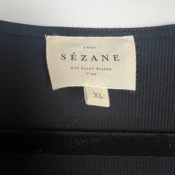 Sezane Size XL Black Fabiola Sleeveless Cotton Ribbed Button Front Midi Dress - Picture 11 of 13